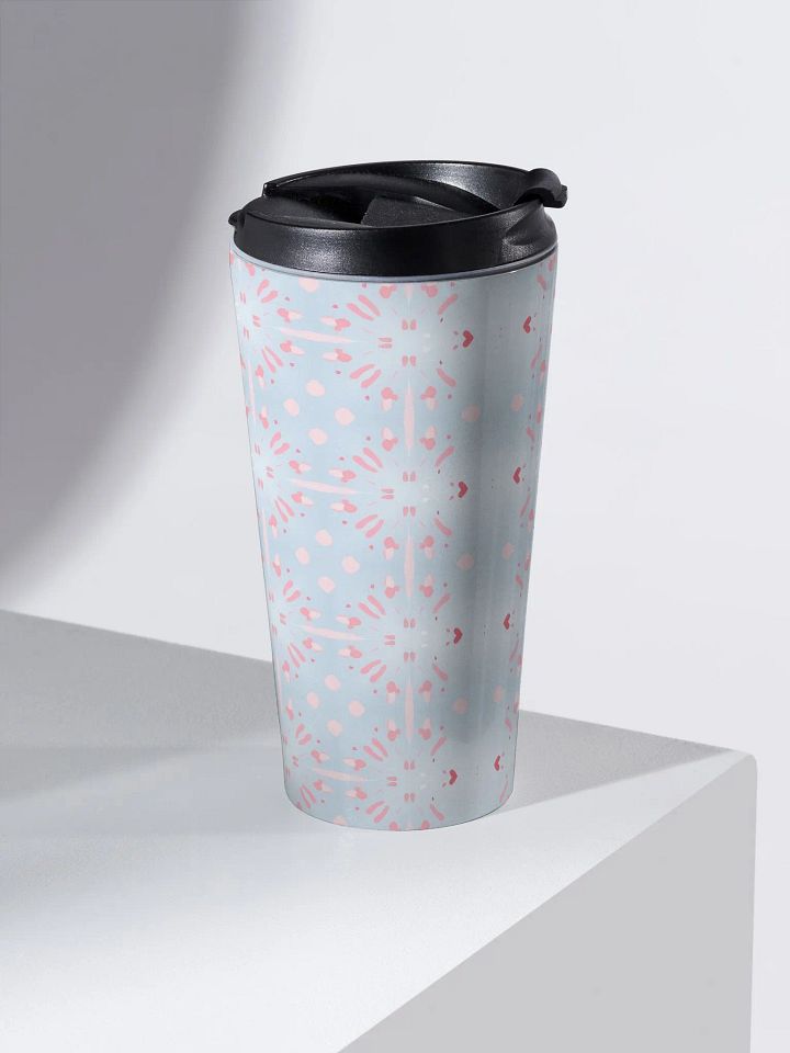 Pink Splashes & Red Hearts Travel Mug product image (1)