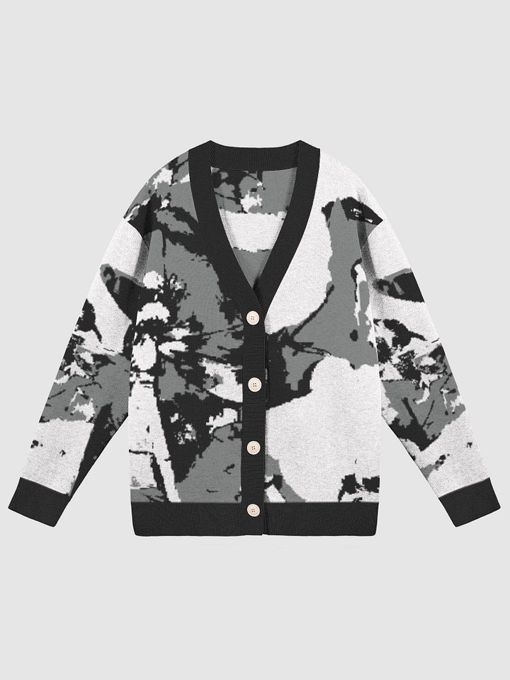 Miniaday Designs Abstract Floral Black and White Knitted Sweater Without Pocket product image (1)