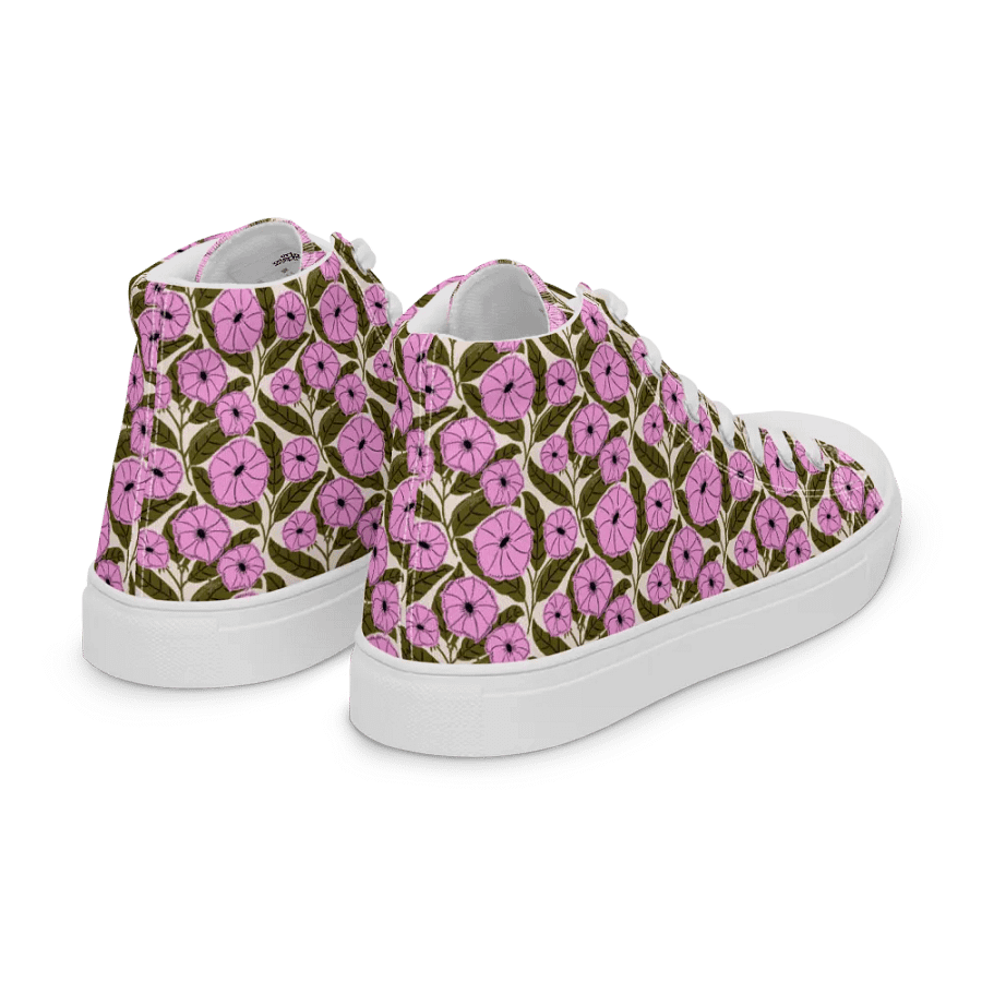 Dipladenia Dreams - Pink and Green - Women High Top Canvas Shoes product image (8)