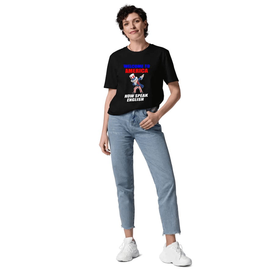 WELCOME TO AMERICA NOW SPEAK ENGLISH FUNNY GREETING SHIRT product image (11)