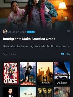 Immigrants Make America Great. Here’s a @Letterboxd list of movies that exemplify the immigrant experience in America, which can be found in my link in bio.  I am also choosing to support @CHIRLA which is California’s largest immigrant rights organization. I hope this makes your day a bit brighter and please continue to support immigrant rights and small businesses. #immigrants #movierecommendation #immigrantrights #letterboxd 