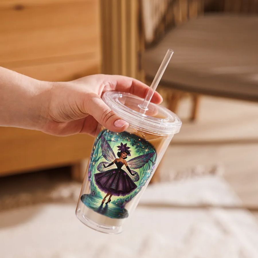 Enchanted Forest Purple Iris Fairy Double Wall Tumbler product image (9)