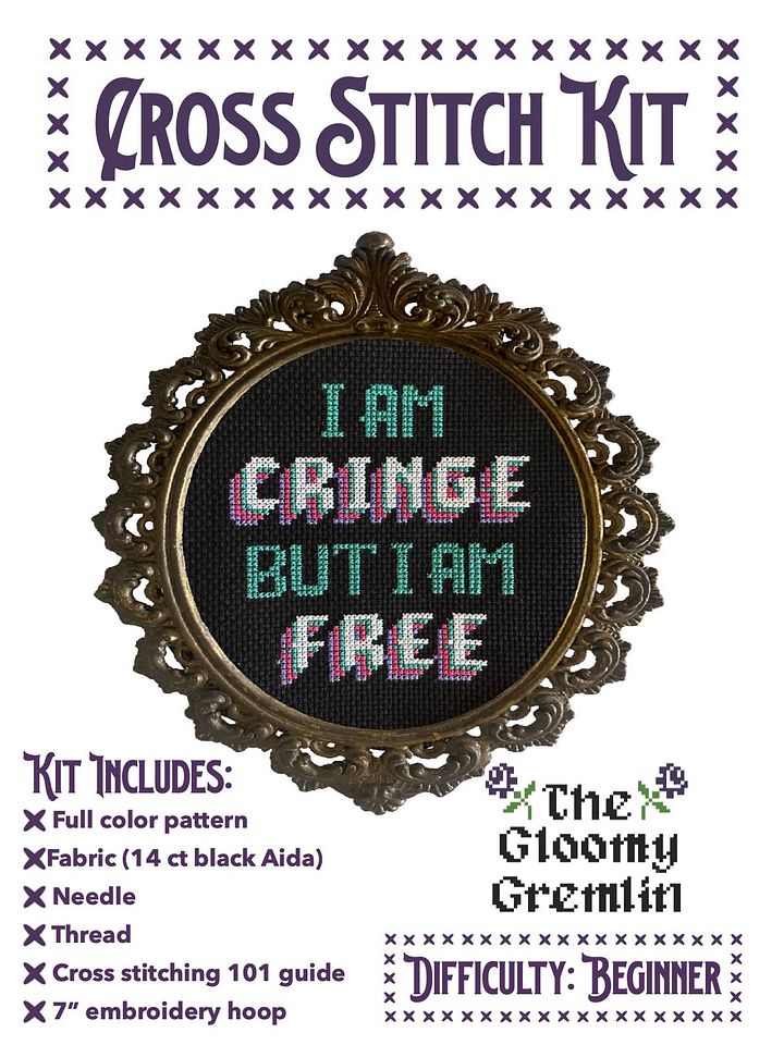 Cringe But Free - Cross Stitch Kit product image (2)