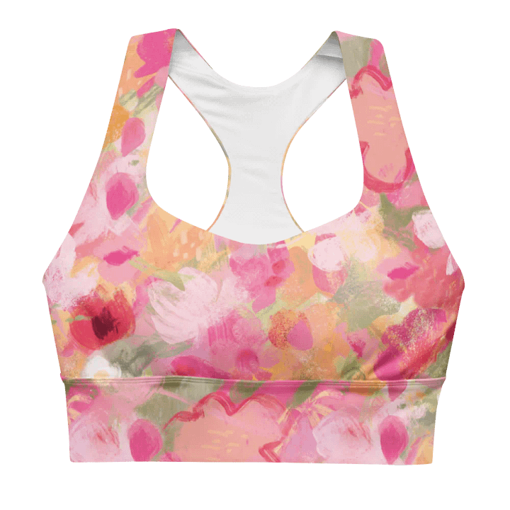 Hight Impact Sport Bra "Sweet Pastel Florals of Spring" product image (2)