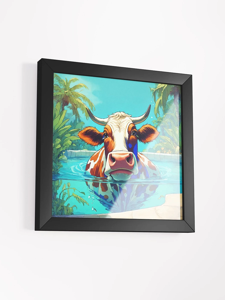 Chilling the in Pool Cow Framed Print product image (4)
