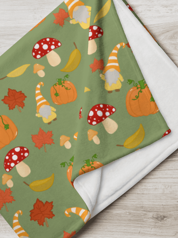Fall with my Gnomies in Green Throw Blanket product image (1)