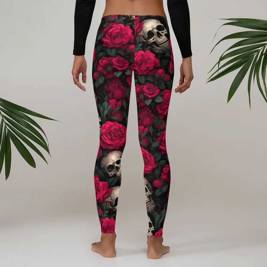 Leggings – Skulls and Roses Print for Edgy & Bold Style product image (4)
