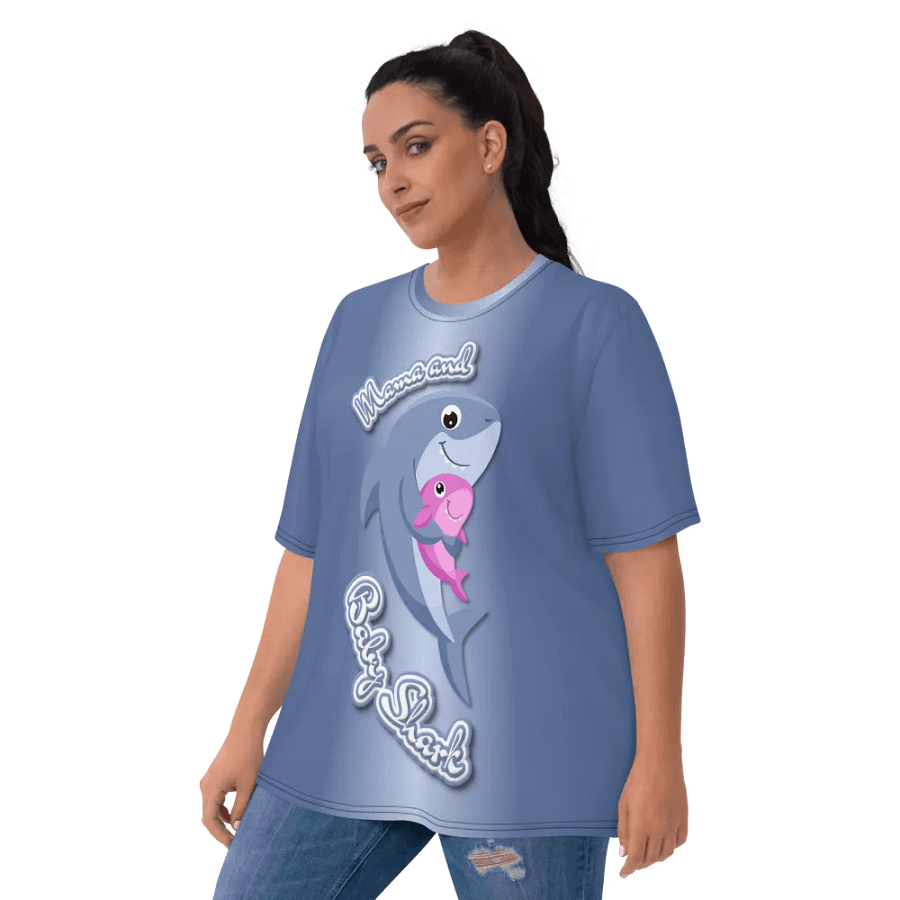Mama and Baby Shark All Over Print T-shirt product image (10)
