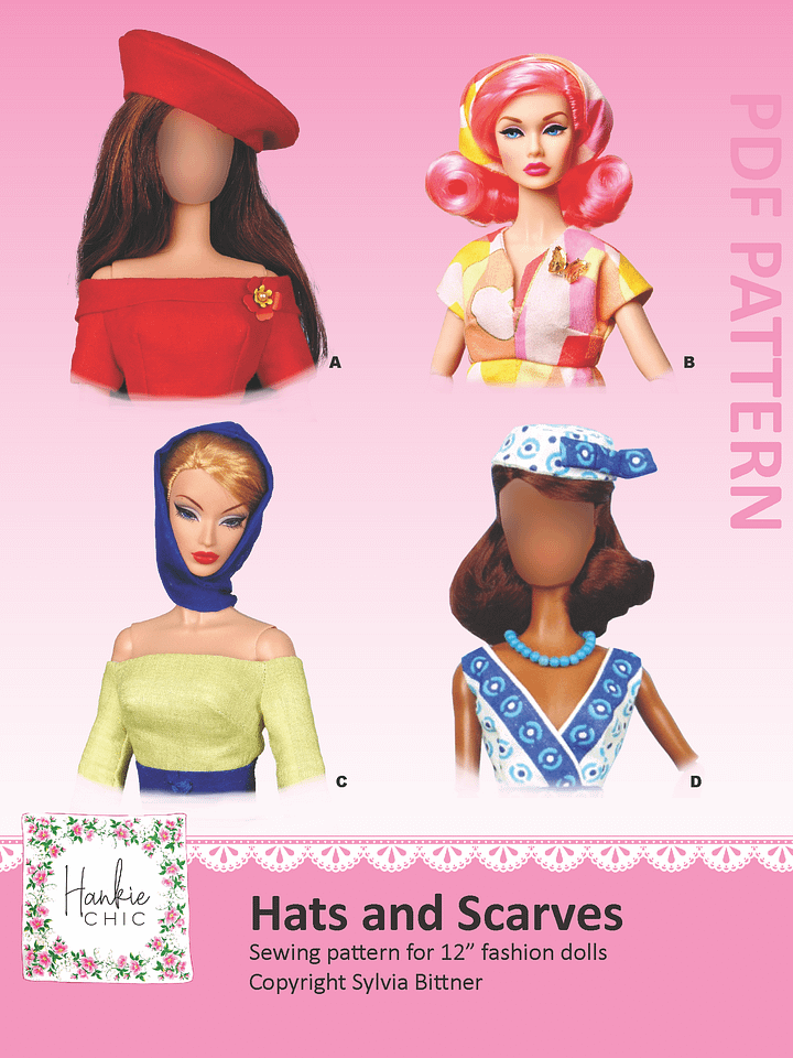 Hats and Scarves sewing pattern for 12" fashion dolls product image (1)