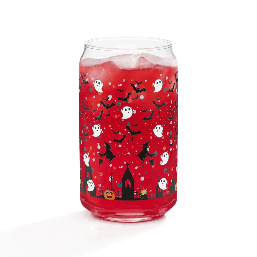 Spooky Can-Shaped Glass: Halloween Edition: 16 oz Can-Shaped Glass with Bamboo Lid & Metal Straw product image (4)