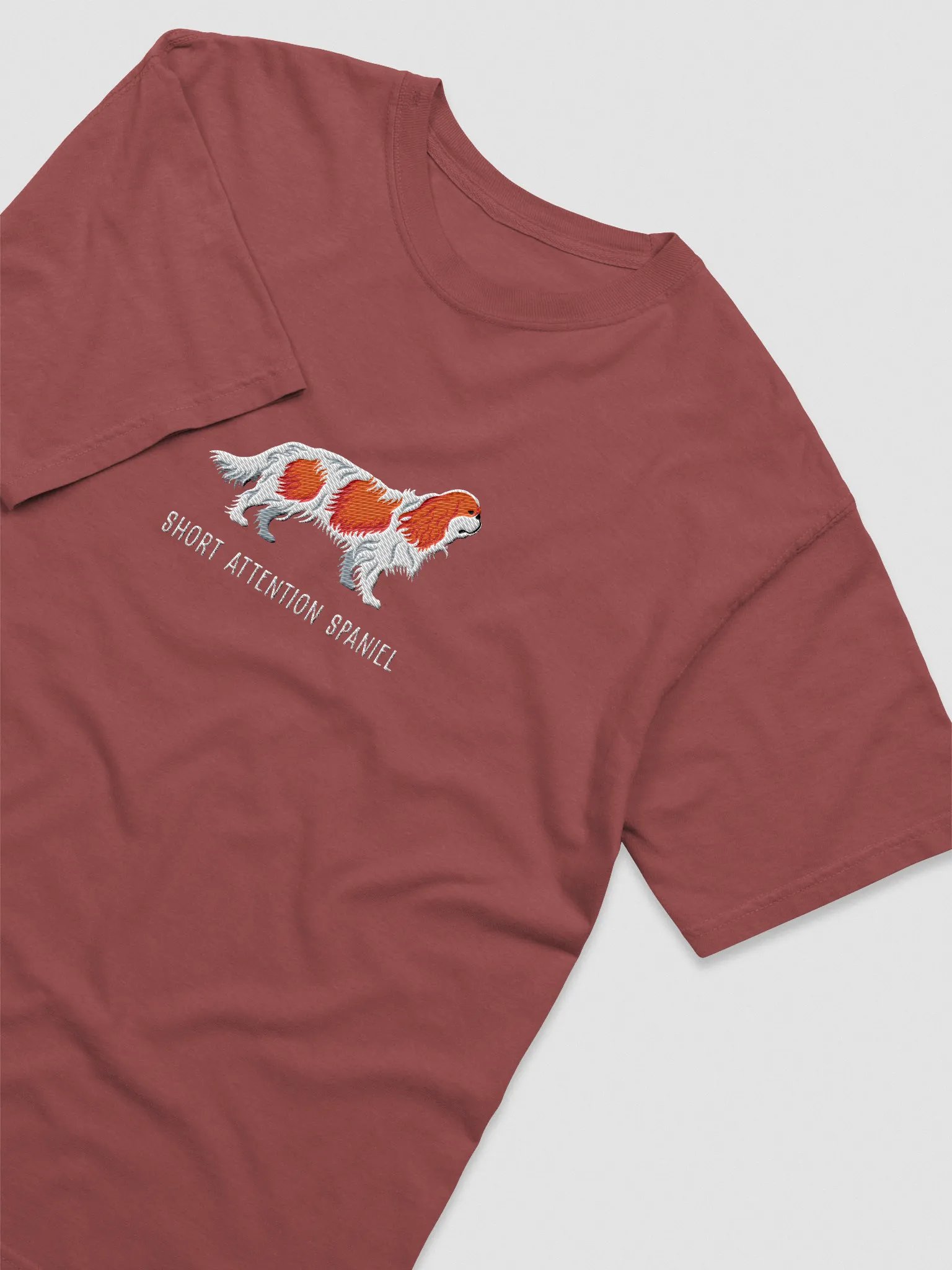 Short Attention Spaniel T-Shirt(Embroidered) of a King Charles Spaniel(Blenheim) product image (6)
