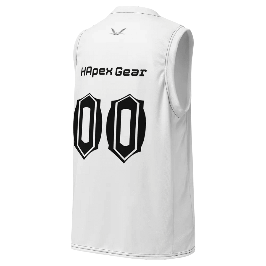 Recycled Unisex Basketball Jersey - White - Black HApex Gear Black Logo product image (9)