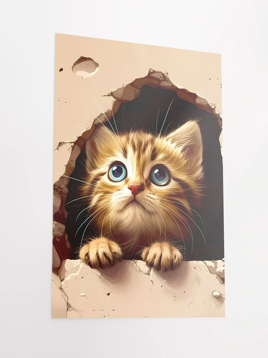 Curiosity Unfurled: Adorable Kitten Peering Through Mischief's Window Matte Poster product image (4)