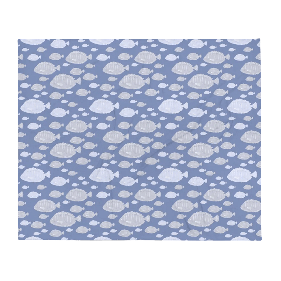 Seaside Chic - Fish Pattern Blue Soft Plush Blanket in two sizes product image (2)