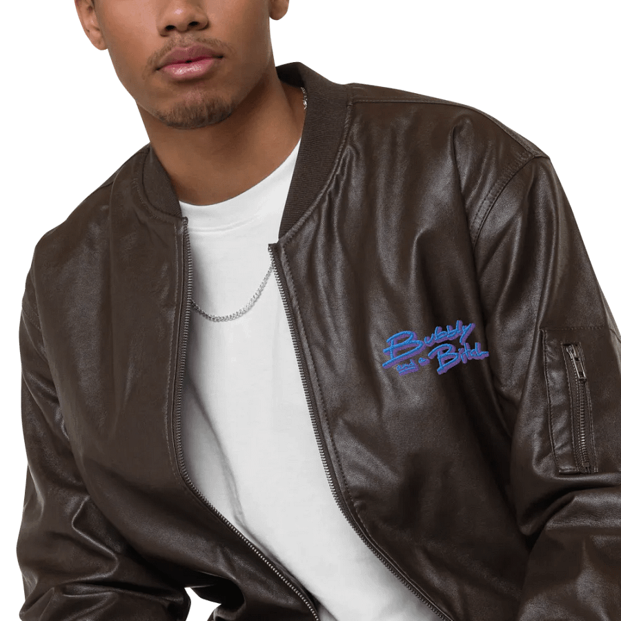 Bubbly and a B (violet shadow design) faux leather bomber jacket product image (7)