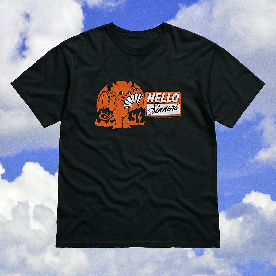 'Hello Sinners' Heavyweight T-Shirt - Black product image (1)