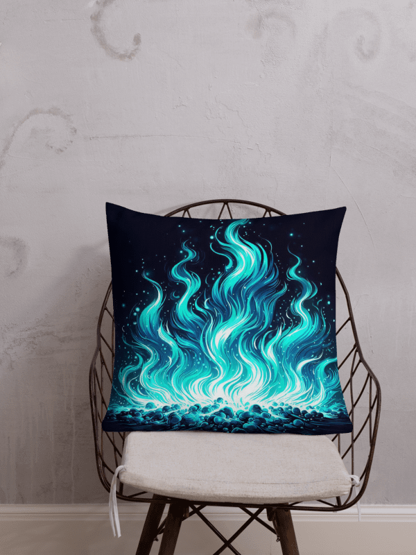 Blue Flame Fantasy Premium Pillow | AI Design product image (1)