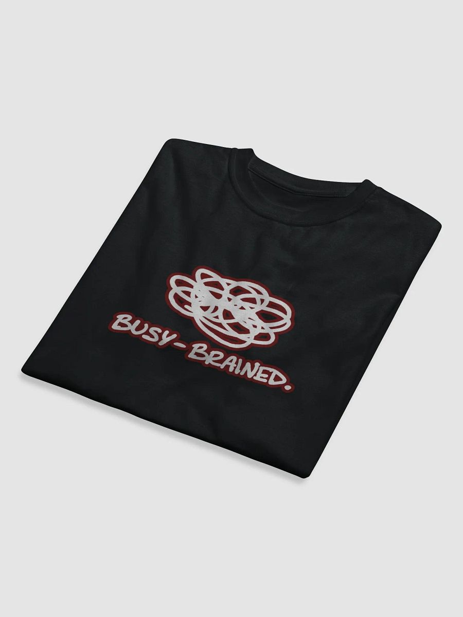 BUSY-BRAINED (lined design, #6D1616) unisex eco tee product image (8)