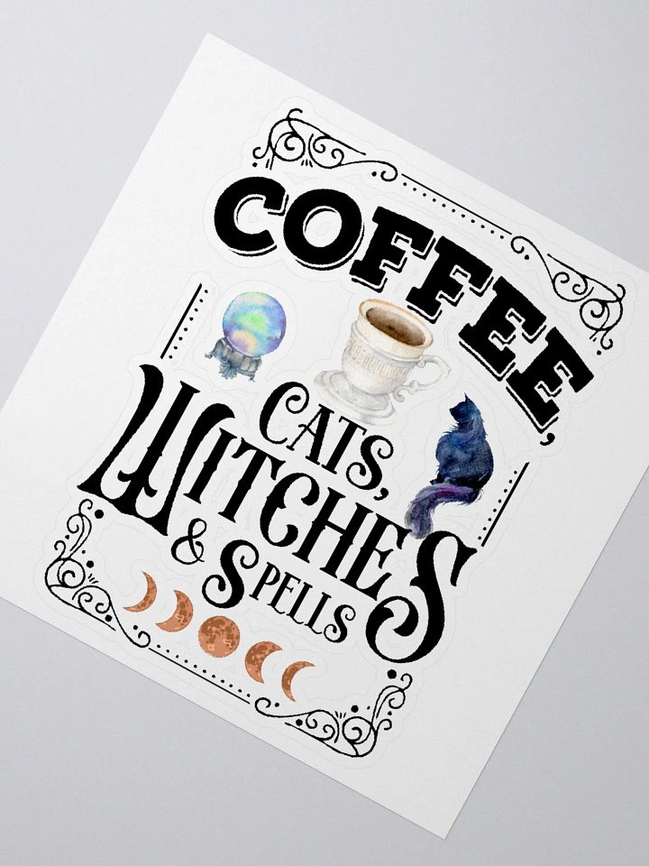 Coffee, Cats, Witches, and Spells STICKER - Witchy, Kitchen Witch, Magic Kitchen Gift product image (2)
