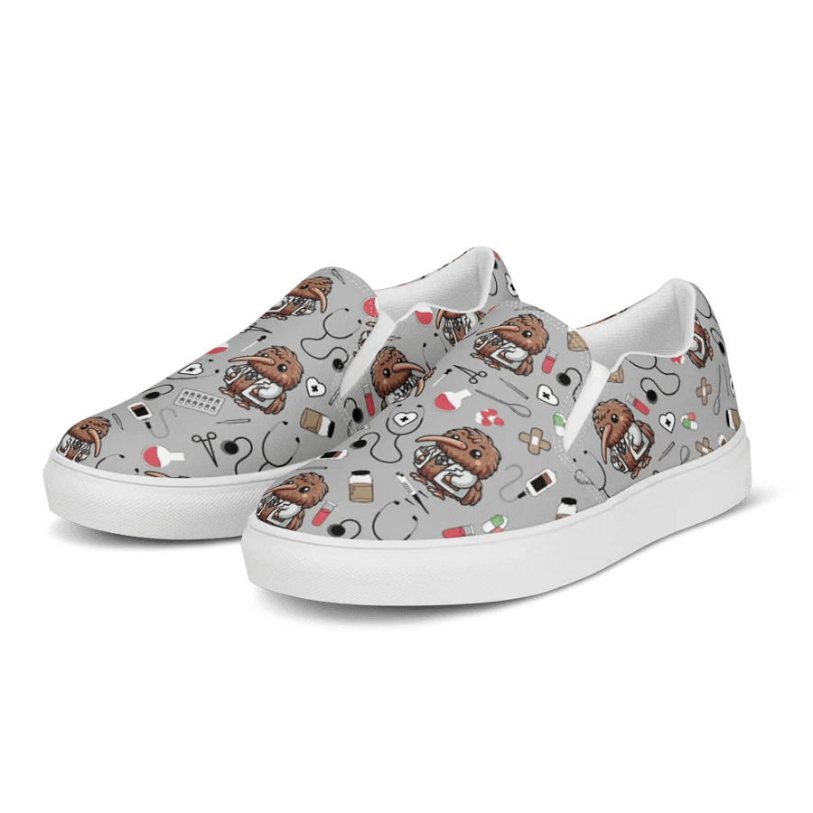 Cute Medical Kiwi Slip-On Canvas Shoes (Grey) product image (6)