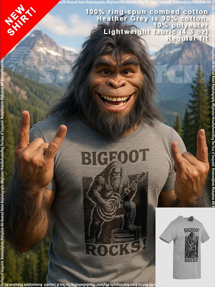 Bigfoot Rocks! – Retro Rock Sasquatch Guitar T-Shirt product image (2)