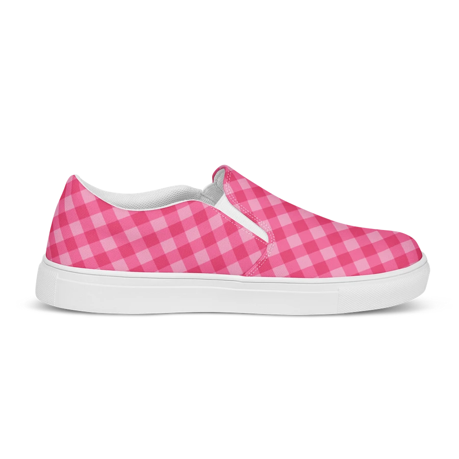 Bright Pink Checkered Plaid Women's Slip-On Shoes product image (5)