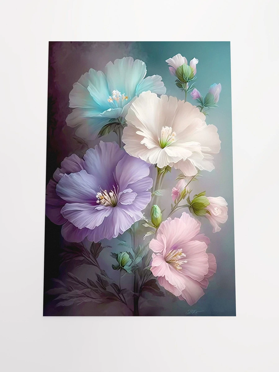 Serene Pastel Blooms Poster: Soft-Hued Floral Art for Relaxing Home Decor Matte Poster product image (3)