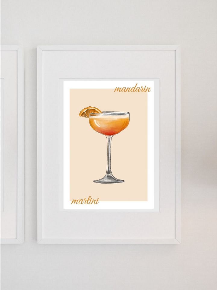 Mandarin Martini Cocktail Art Print - Watercolor Drink Illustration, Modern Bar Decor, Vibrant Kitchen Wall Art, Martini Lover Gift product image (1)