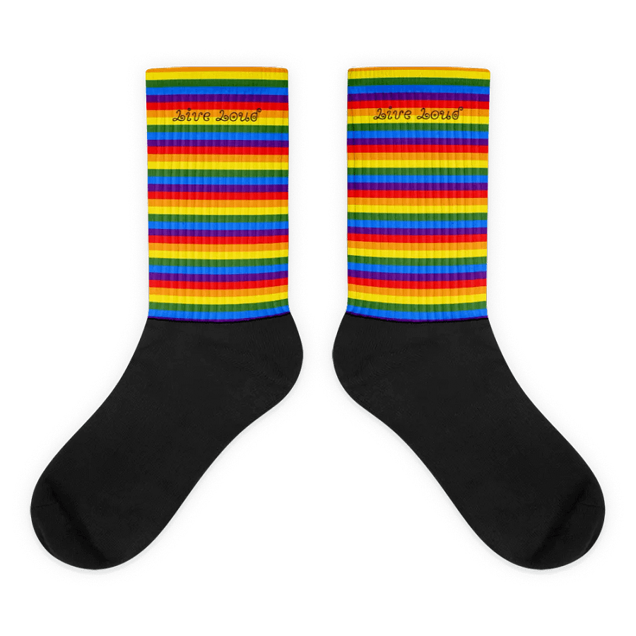 Vibrant Rainbow Stripes Sublimated Socks product image (1)