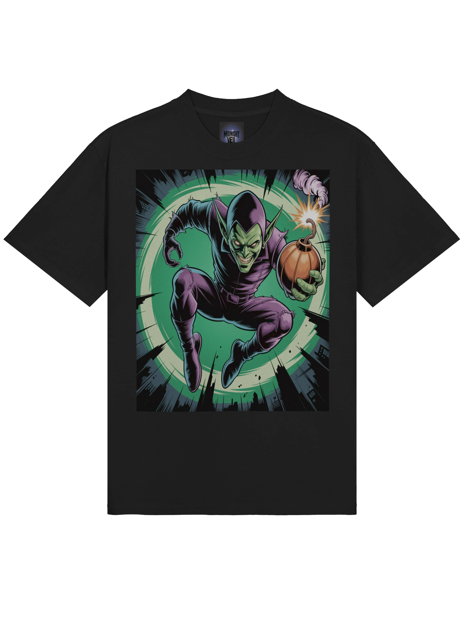 Green Goblin Pumpkin Blitz Oversized Faded T-Shirt – Goblin's Glider Gambit product image (5)