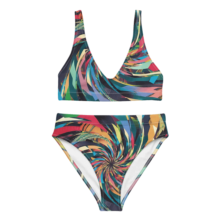 Abstract Lithographic Pattern Design High Waisted Bikini - V11 product image (2)