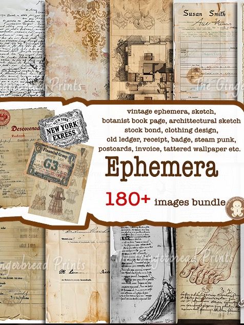 160 Vintage Ephemera Background Booklet Digital download only product image (2)