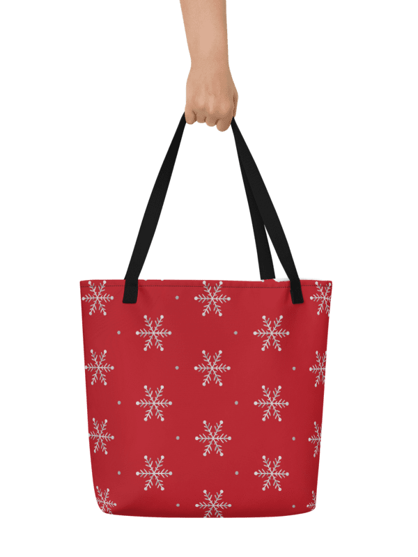 Red Snowflake Holiday Tote Bag product image (2)