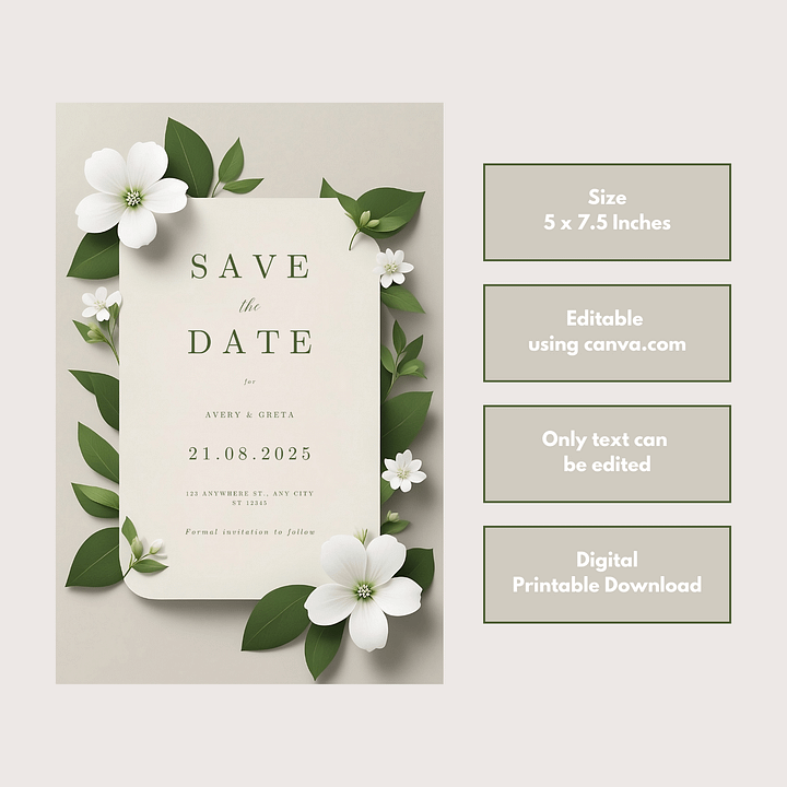 Modern Save The Date Card - Dizynai (DSD-07) product image (2)