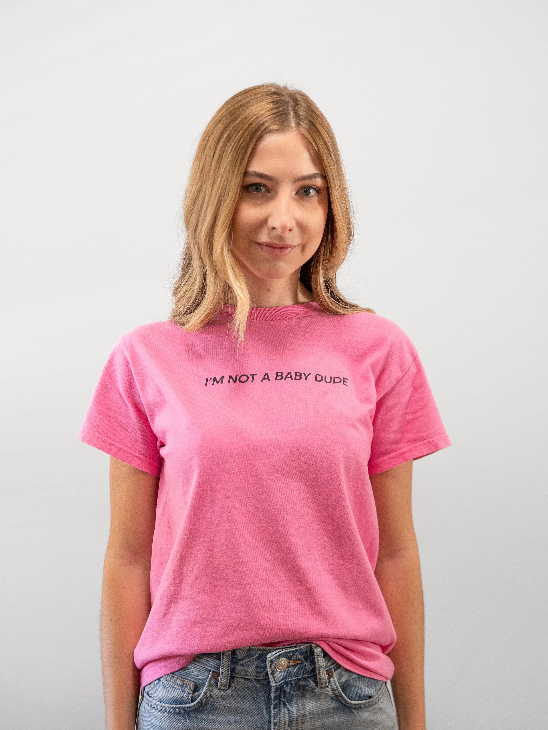 I'm Not A Baby Dude Pink T-Shirt product image (1)