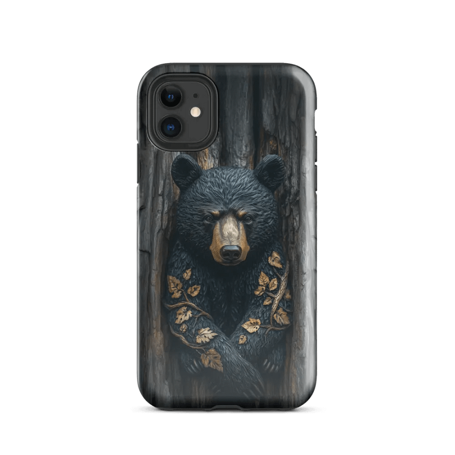 Black Bear Faux Wood Carving Effect - Tough Phone Case product image (2)