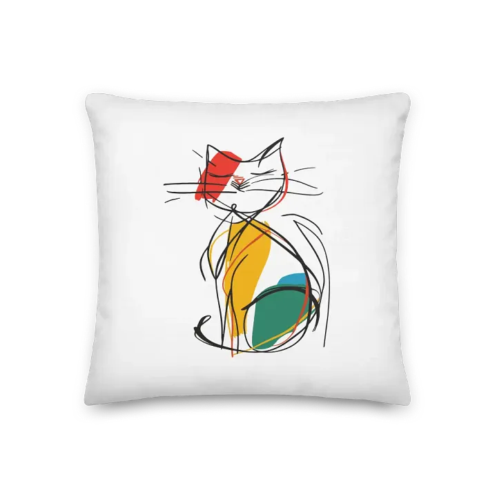 Colorful Cat Line Art Cushion | Hand-Drawn | Minimal Cat Lover Illustration | Pet Gift Idea product image (1)