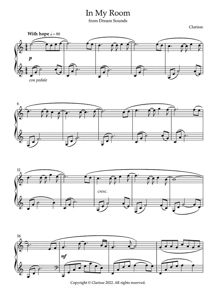 In My Room - Sheet Music product image (1)