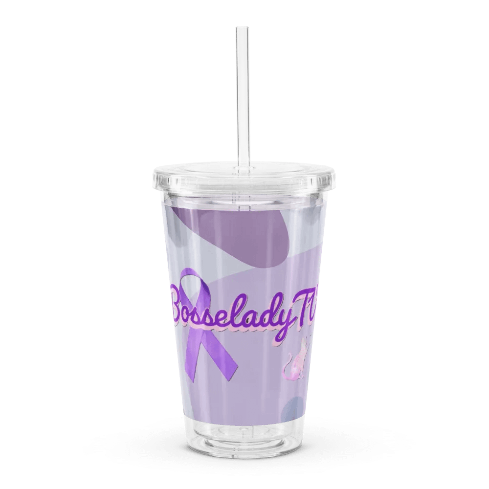 Purple Ribbon 16 oz Clear Plastic Tumbler product image (1)