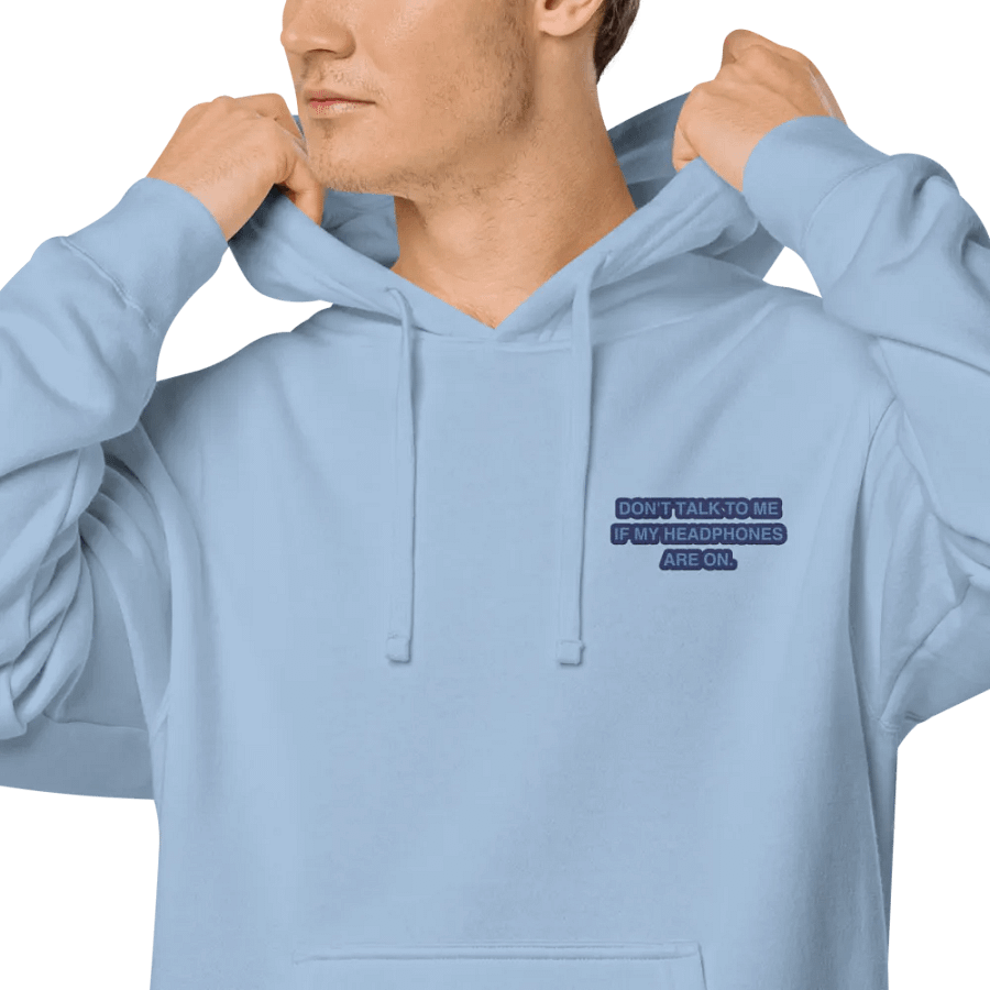 L.C. HEADPHONES ON (electric design) embroidered pigment hoodie product image (1)