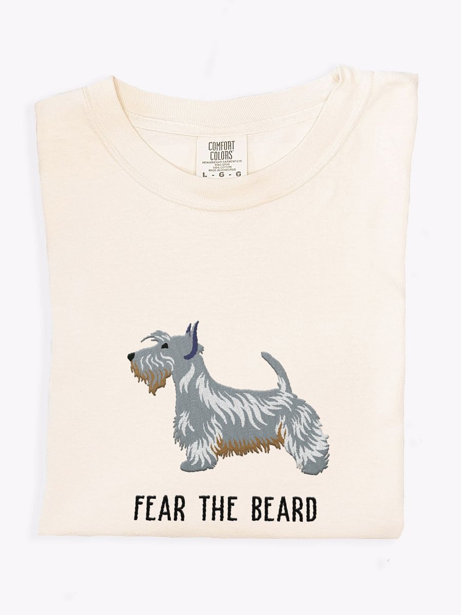 Fear the Beard T-Shirt(Embroidered) of a Scottish Terrier(Blue) product image (1)
