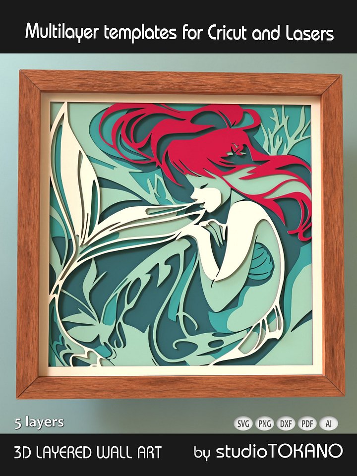 Little Mermaid Layered Cut File product image (1)