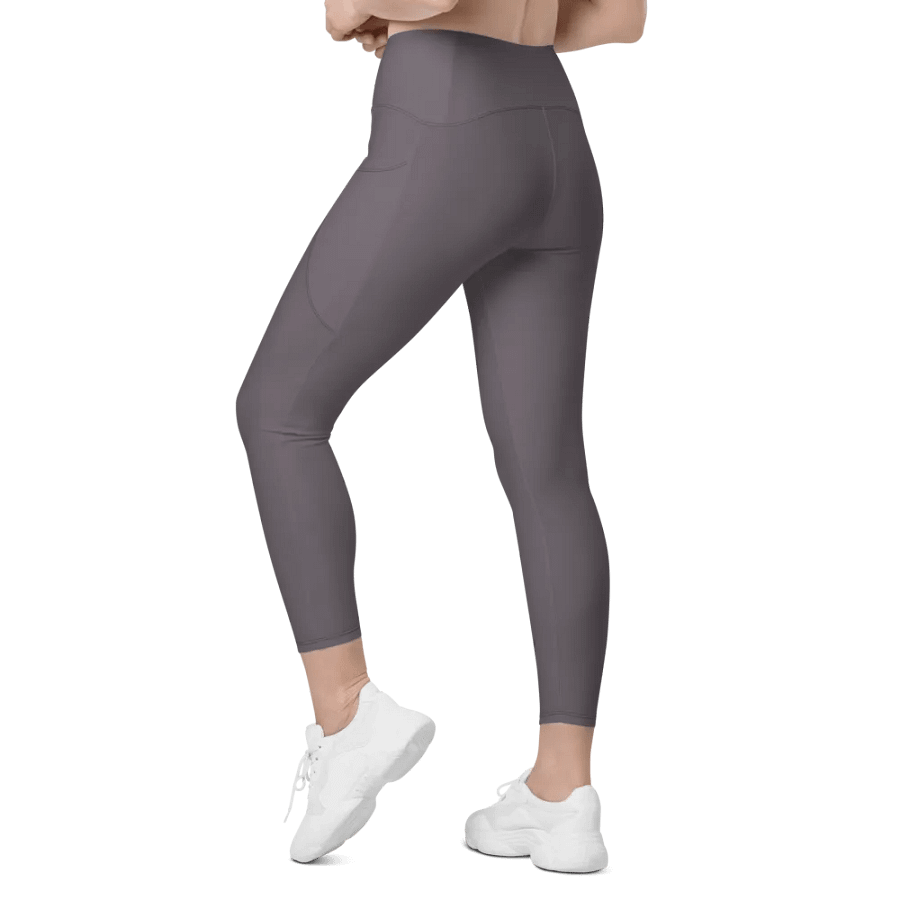 Plain Dark Brown Light Summer Women's High Waisted Premium Crossover Leggings with Pockets by Treasure Pie product image (12)
