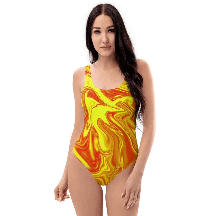 Swim Suit - Yellow and Red Digital Fluid Art product image (1)