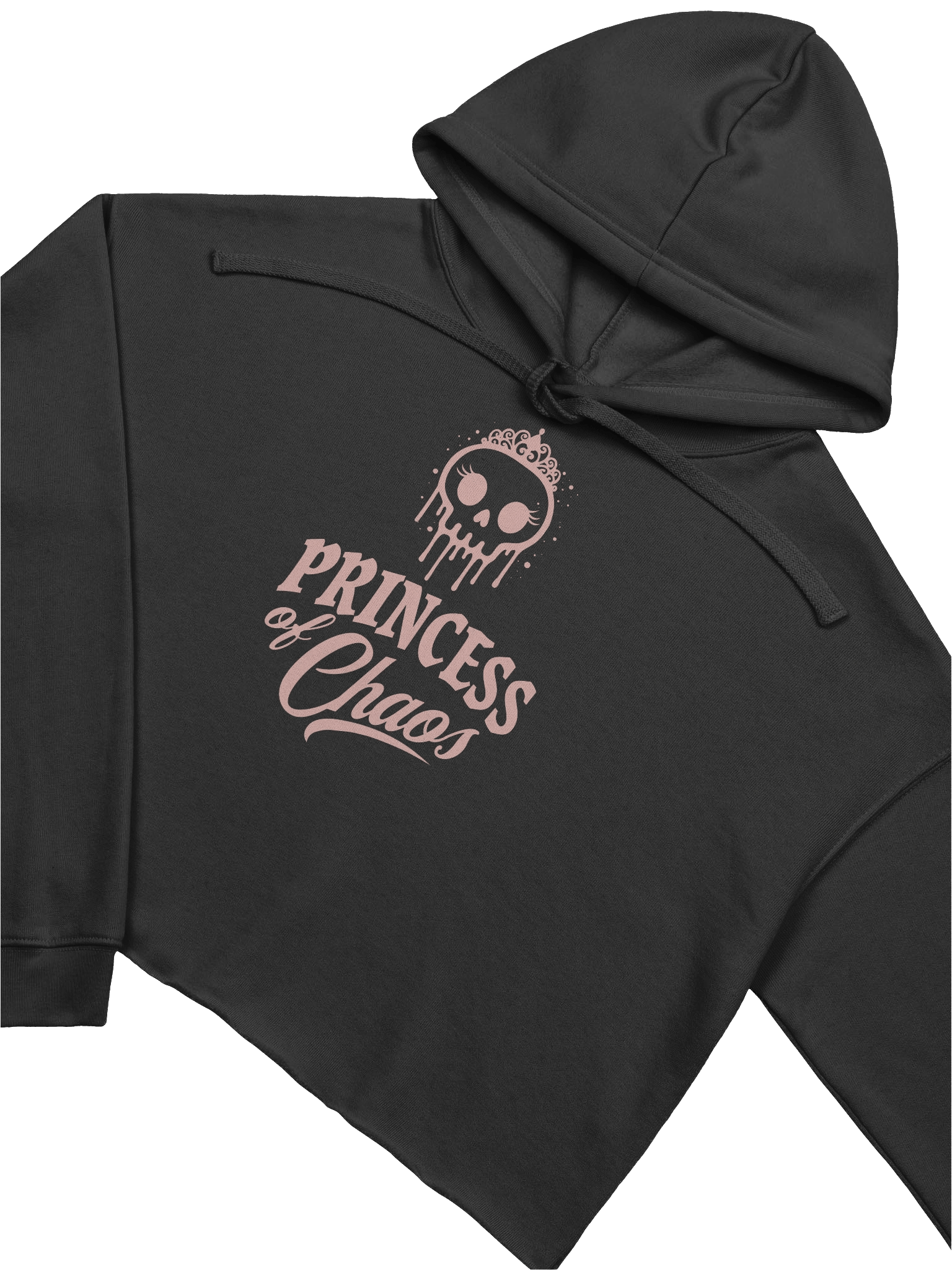 Princess of Chaos Skull Cropped Hoodie - Pink Text product image (3)