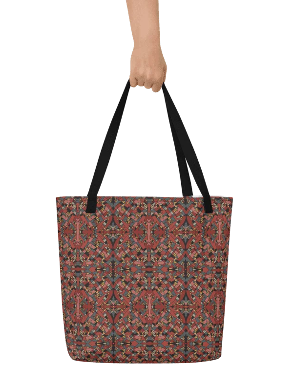 Festive Kaleidoscope Holiday Pattern – All-Over Print Large Tote Bag with Pocket product image (2)