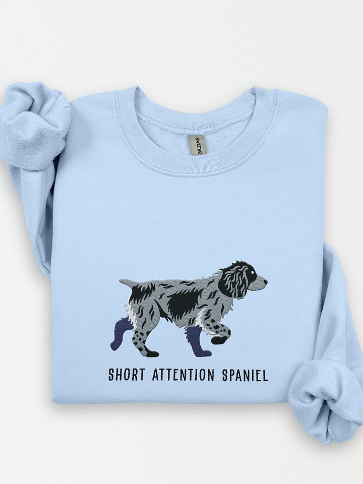 Short Attention Spaniel Sweatshirt (Embroidered) of a Working Cocker Spaniel(Blue Roan) product image (1)