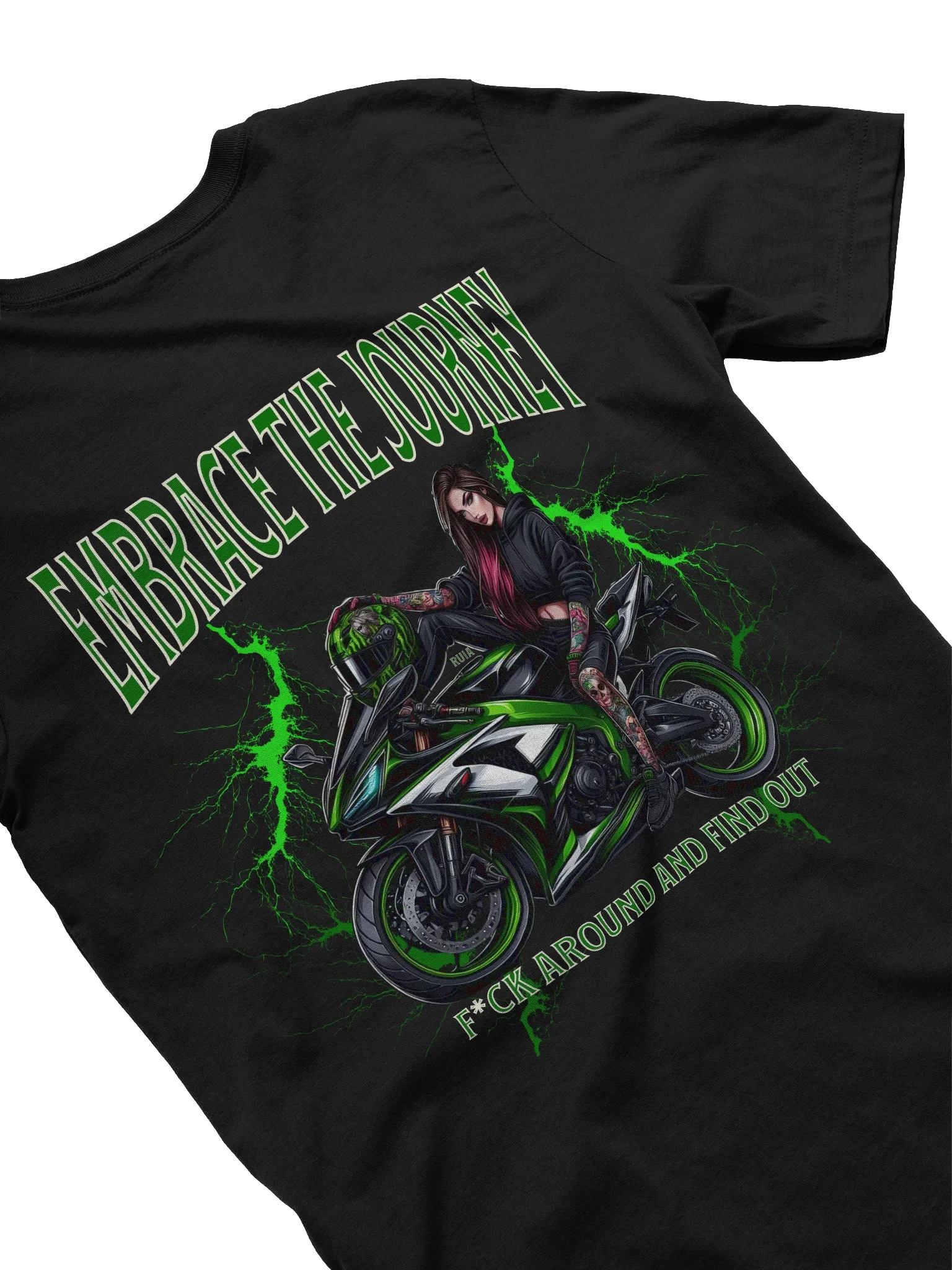 "Embrace The Journey" - Biker Chick - Green Bolt product image (2)