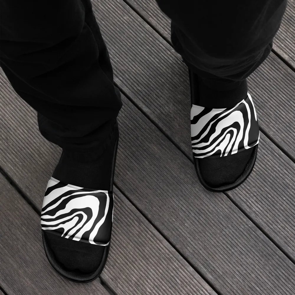 B/W Monochrome Printed Waves Men's Slides product image (6)