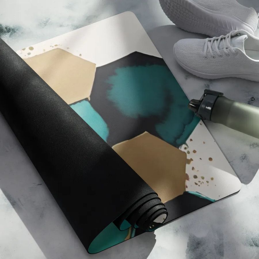 Gold and Teal Honeycomb Yoga Mat product image (4)